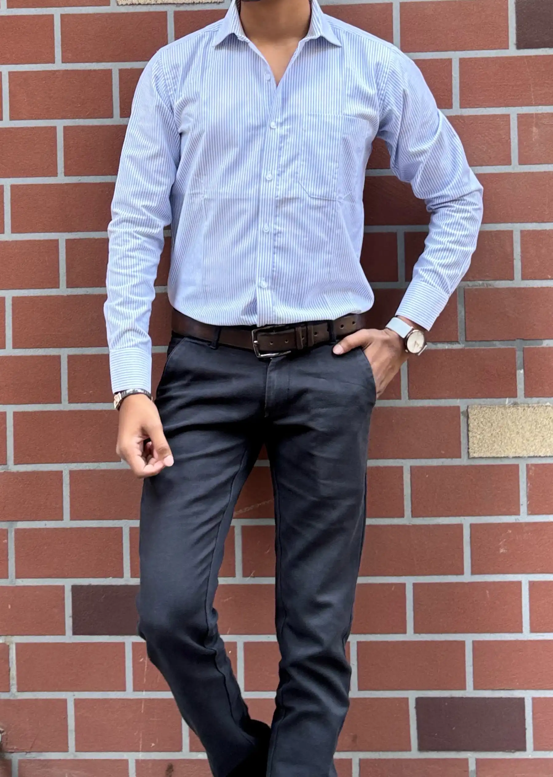 black shirt with blue dress pants Men's Performance Pants Trim - Navy - Non Iron - Comfortable 4 Way Stretch - W-30 L-32 main image 0